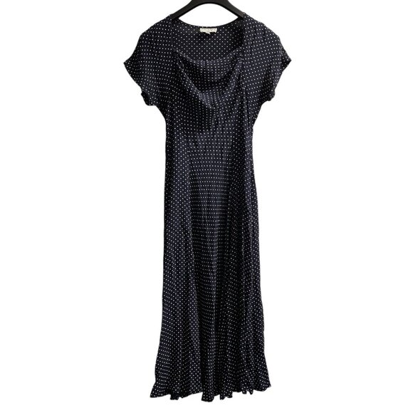 Vintage Laundry Dress Women 10 Navy Blue Fit & Flare Maxi Retro Pinup Rockabilly - Picture 1 of 9